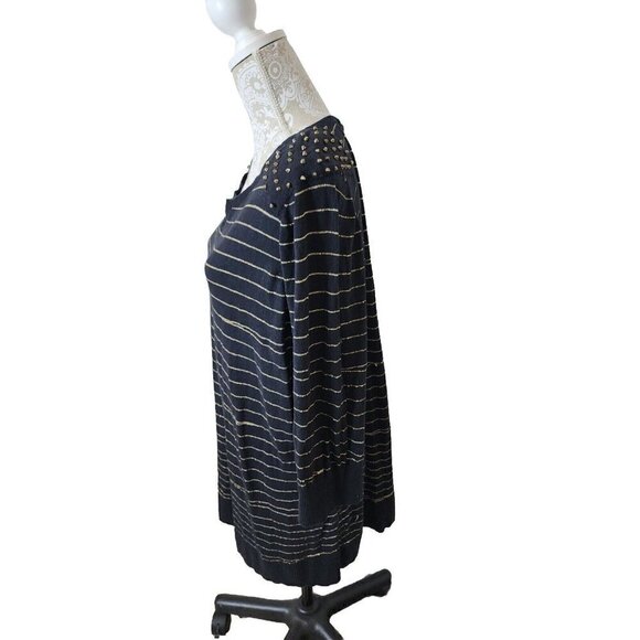 Lane Bryant Womens Embellished Black Gold Metallic Pullover Tunic Sweater 18 20 - Picture 3 of 8